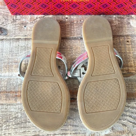 Tory Burch Espadrille Mirror Miller Metallic Sandals - Picture 6 of 7